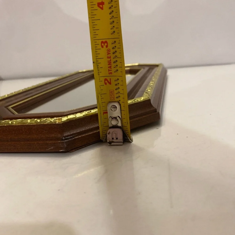 Vintage Octagon Mirror Wood with Gold Trim 18-1/2” X 8-1/2” Set O…